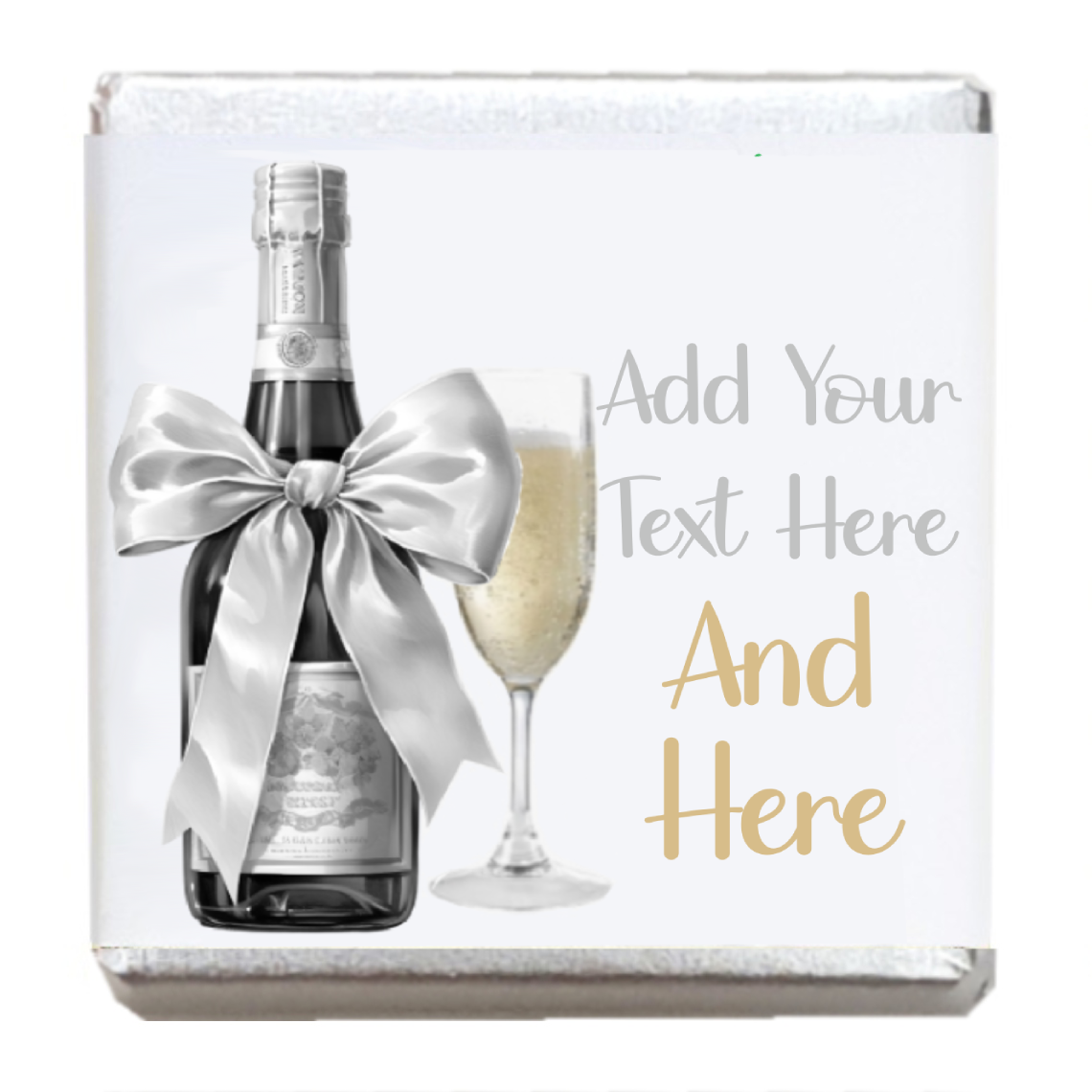 Personalised Chocolate Party Favours and Love Heart Rolls - Champagne Silver Bow