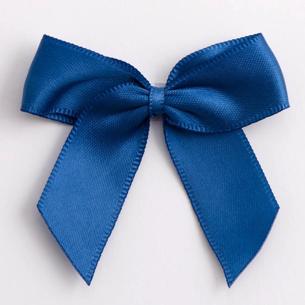 Smoke Blue 5cm Satin Bows - Self Adhesive