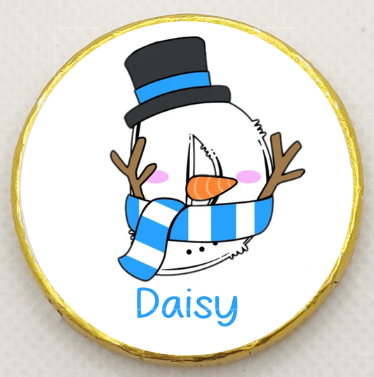 Personalised Snowman Chocolate Coin