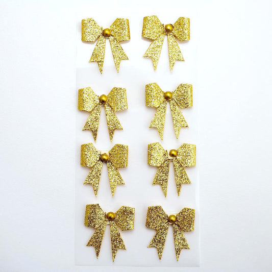 Sparkle Bows Gold Sheet of 8