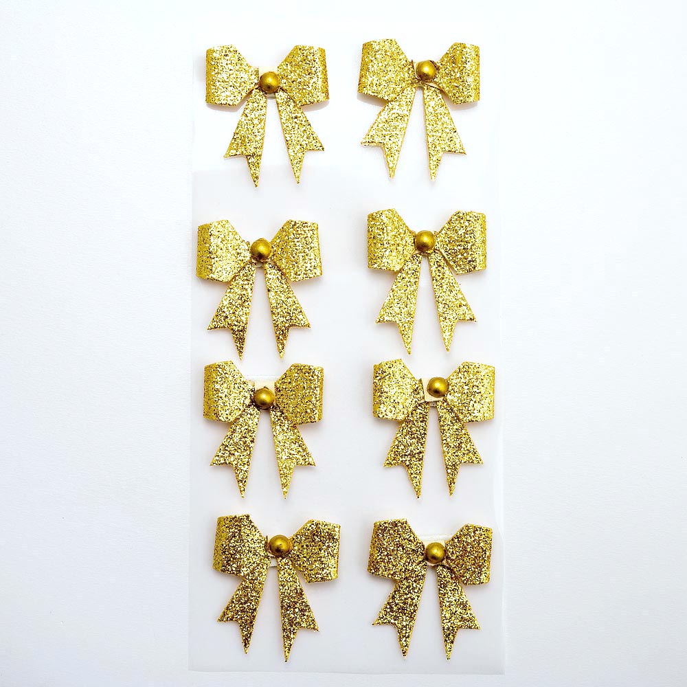 Sparkle Bows Gold Sheet of 8 - Perfect Tables