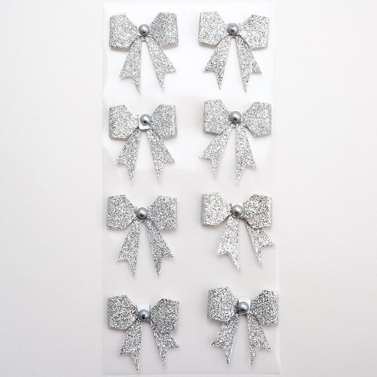 Sparkle Bows Silver Sheet of 8