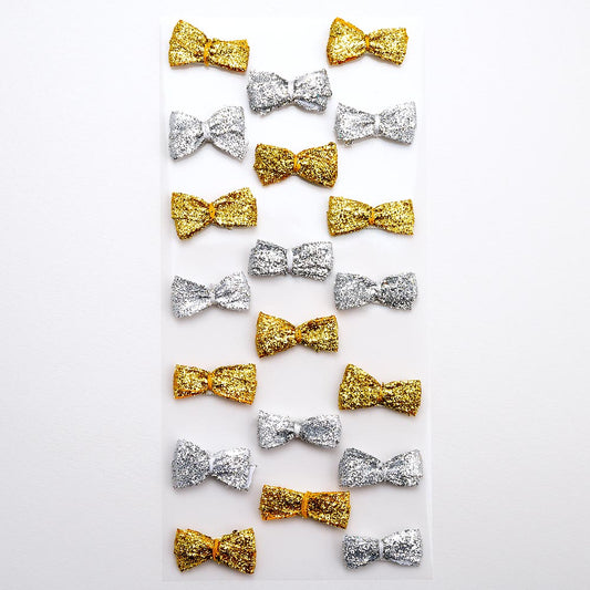 Sparkle Mini Bows Gold Silver Sheet of 20