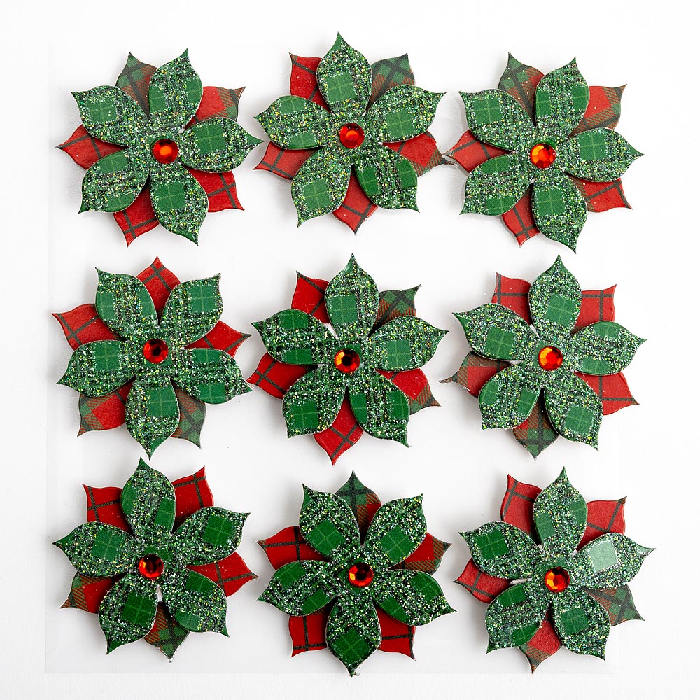 Tartan Poinsettias 9 Pack - Perfect Tables