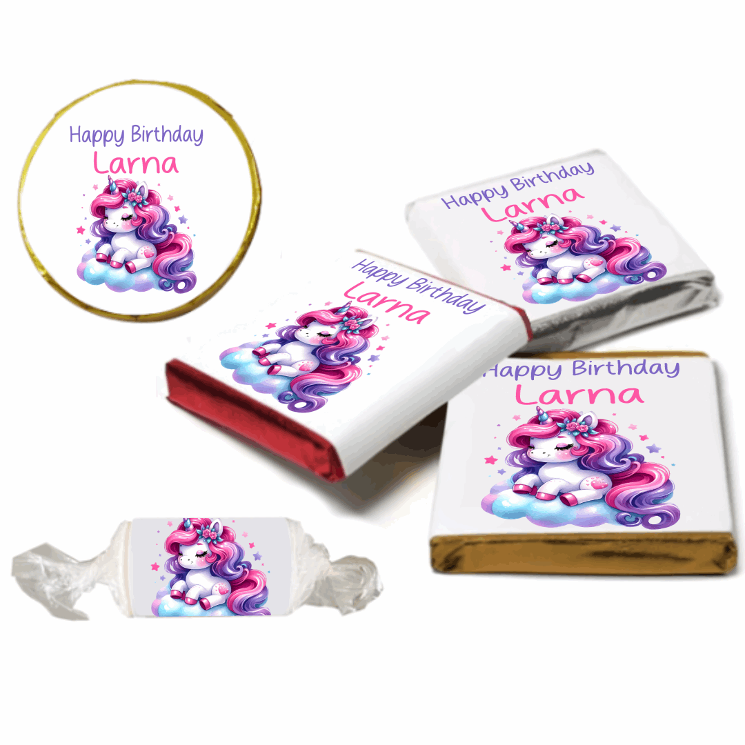 Personalised Unicorn Chocolate Neapolitan Sweets