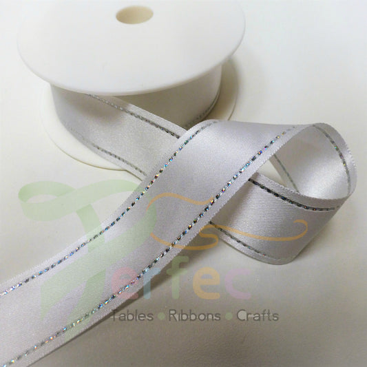 White Shindo Diamante Edge Ribbon 15123 001