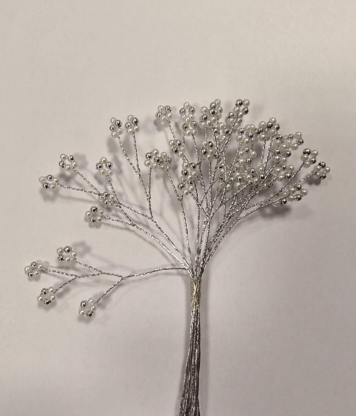 White Silver Wired Bead Spray Bunch of 12 - Perfect Tables