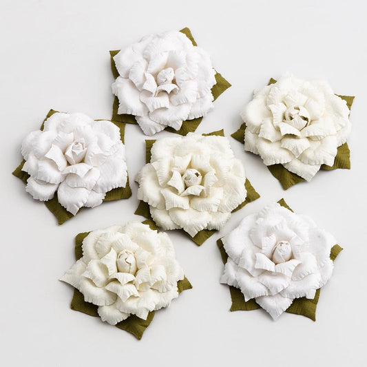 White and Ivory Vintage Flowers Pack of 6
