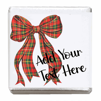 Personalised Chocolate Party Favours and Love Heart Rolls - Red Tartan Bow