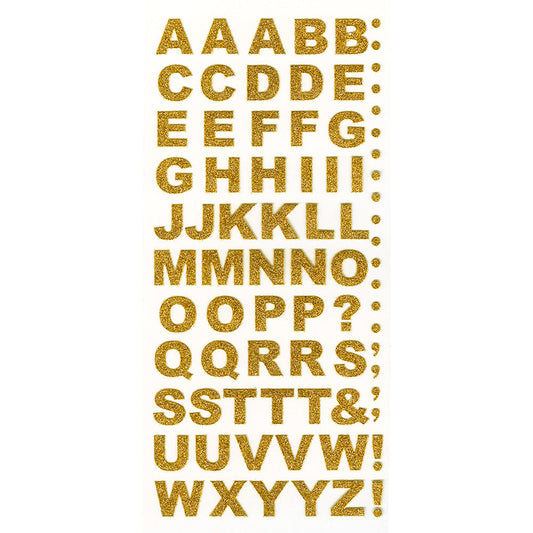 Bold Self Adhesive Glitter Letters Sheet - Gold