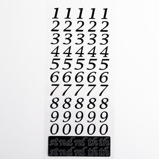 Black Script Self Adhesive Glitter Numbers