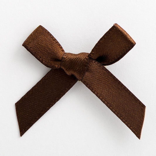 Brown 3cm Pre-Tied Satin Bows