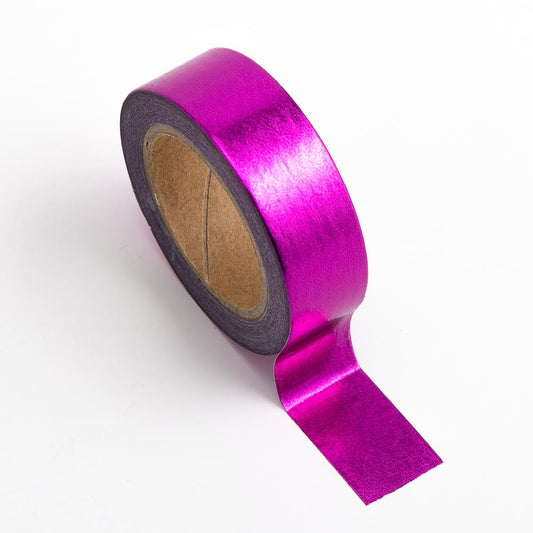 Cerise Foil Adhesive Washi Tape 15mm 10 Metre Reel