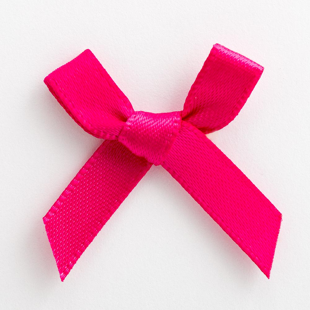 Cerise 3cm Pre-Tied Satin Bows