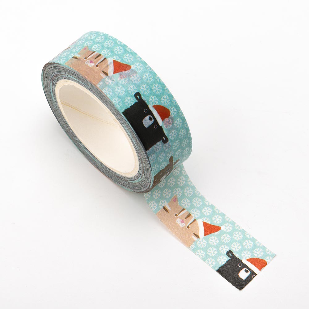 Christmas Animals Adhesive Washi Tape 15mm 10 Metre Reel