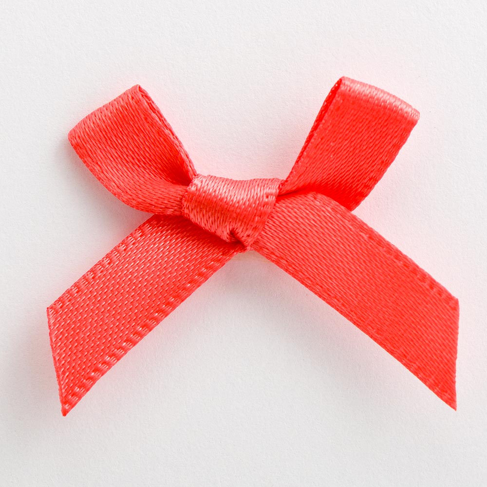 Coral 3cm Pre-Tied Satin Bows