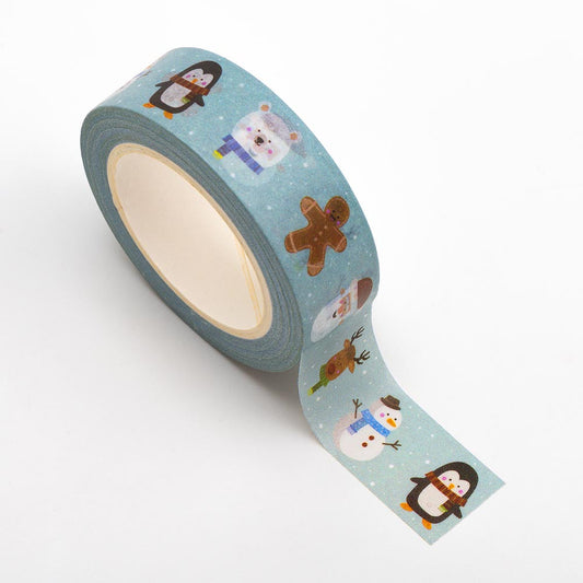 Cute Christmas Adhesive Washi Tape 15mm 10 Metre Reel