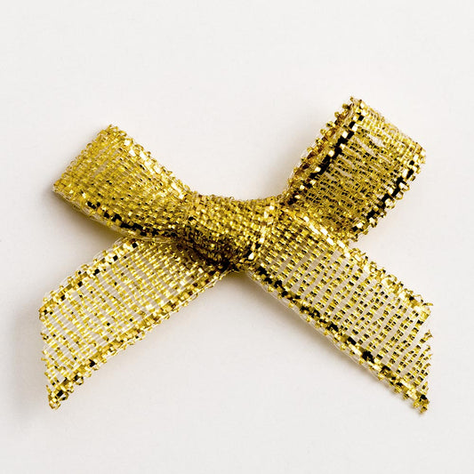 Metallic Gold 3cm Pre-Tied Satin Bows