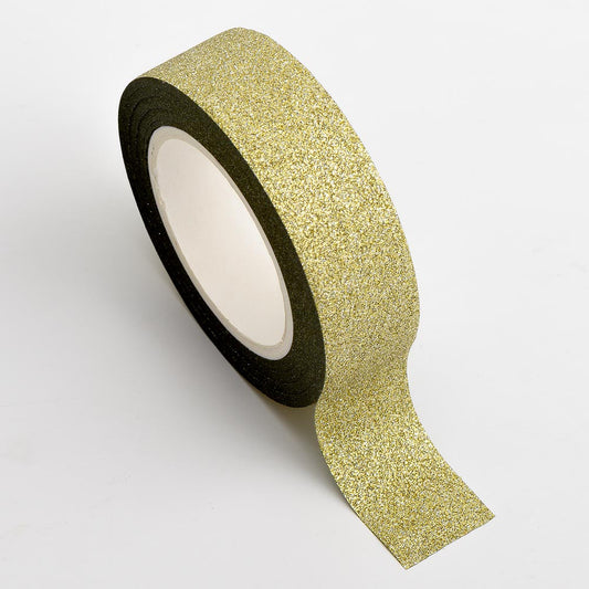 Gold Glitter Adhesive Washi Tape 15mm 10 Metre Reel