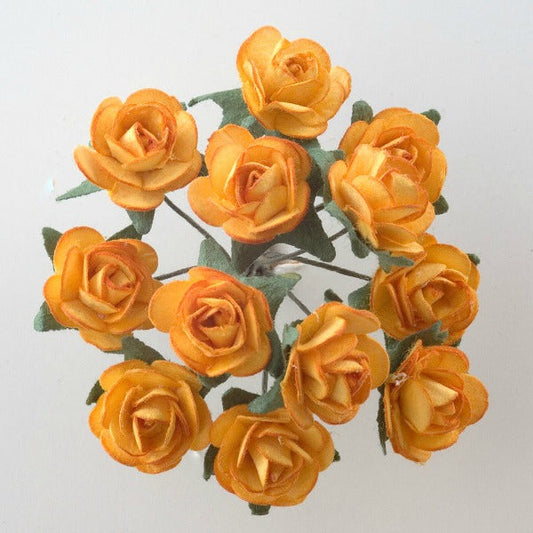 Gold Paper Tea Roses Bunch of 12
