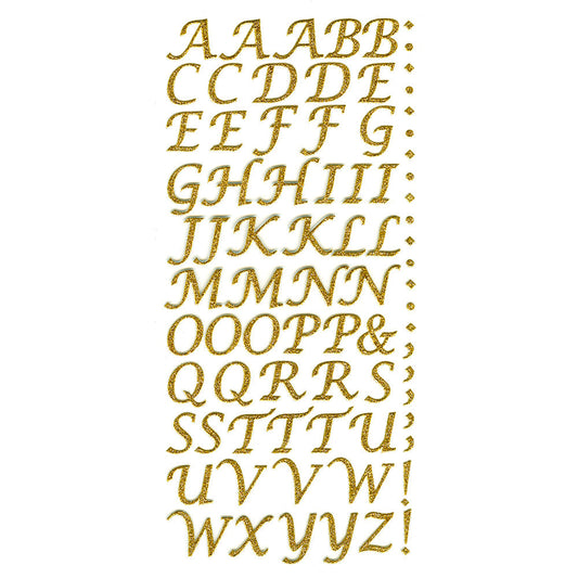 Gold Script Self Adhesive Glitter Letters