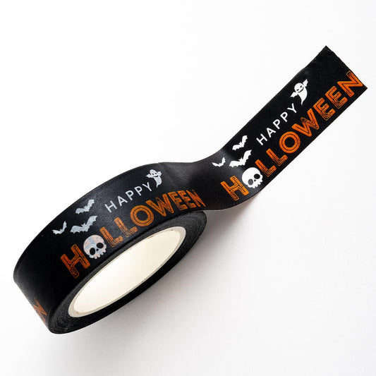 Happy Halloween Adhesive Washi Tape 15mm 10 Metre Reel - Perfect Tables