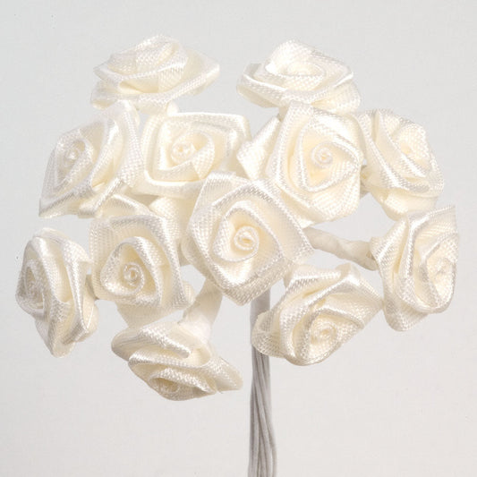 Ivory Ribbon Roses Bunch of 12
