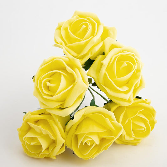 Lemon 5cm Foam Roses Bunch of 6