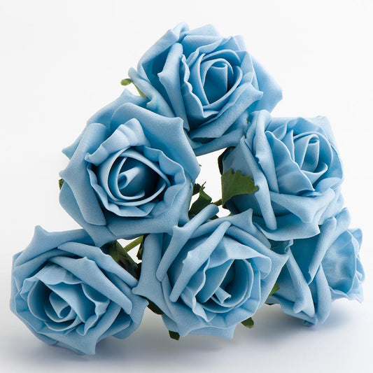 Light Blue 5cm Foam Roses Bunch of 6