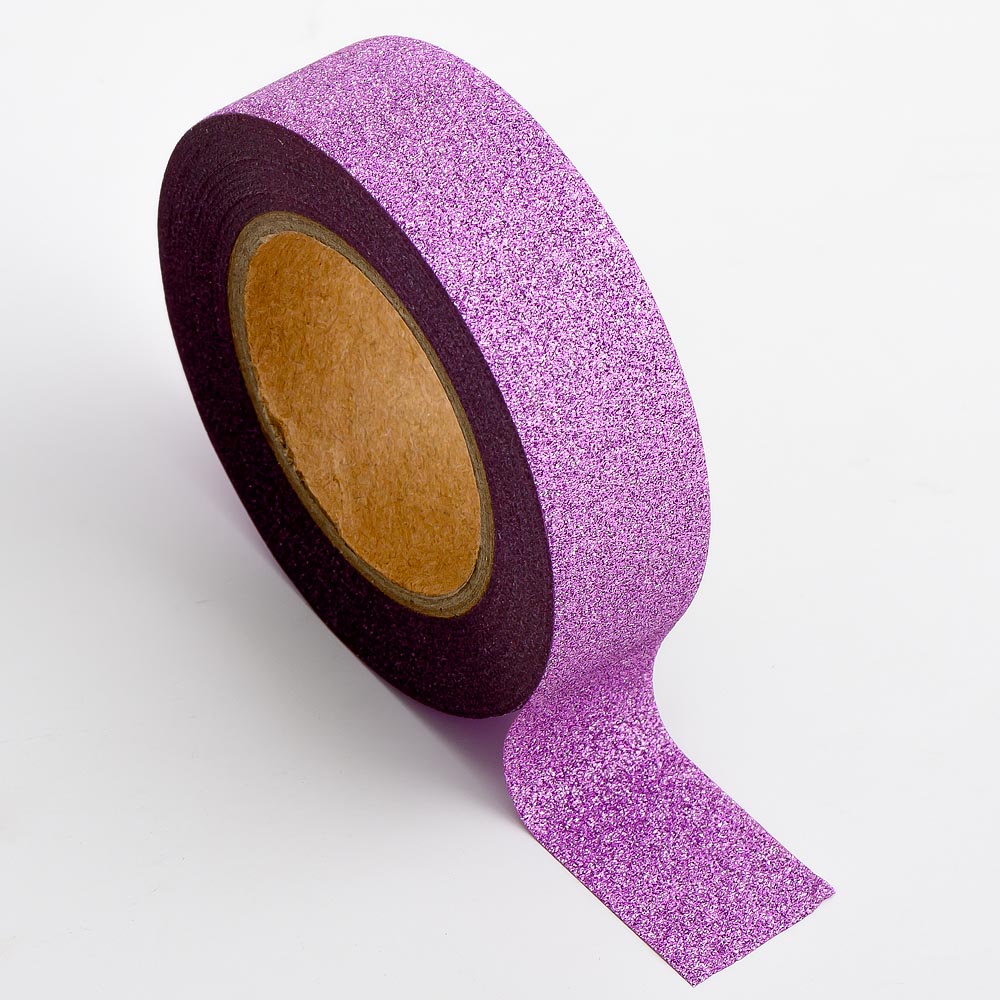 Lilac Glitter Adhesive Washi Tape 15mm 10 Metre Reel