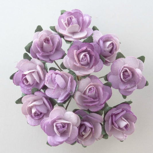 Lilac Paper Tea Roses Bunch of 12
