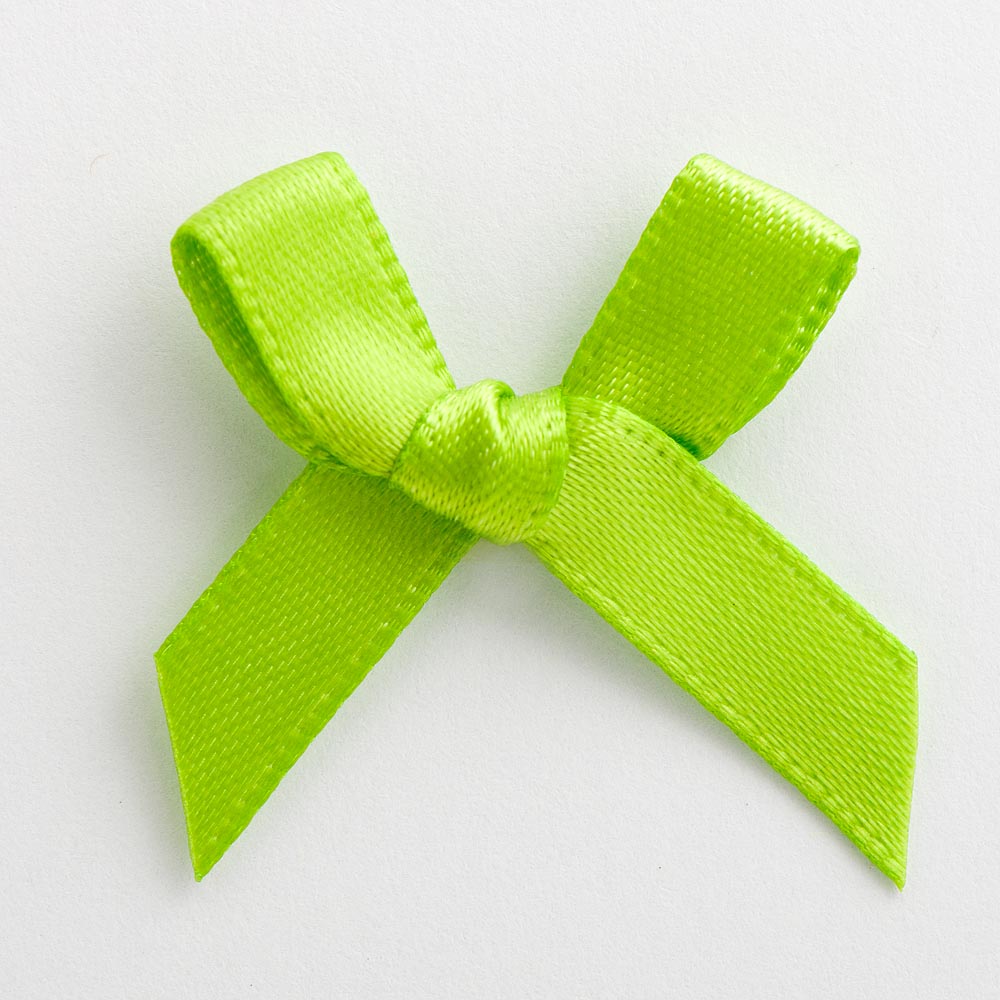 Lime 3cm Pre-Tied Satin Bows