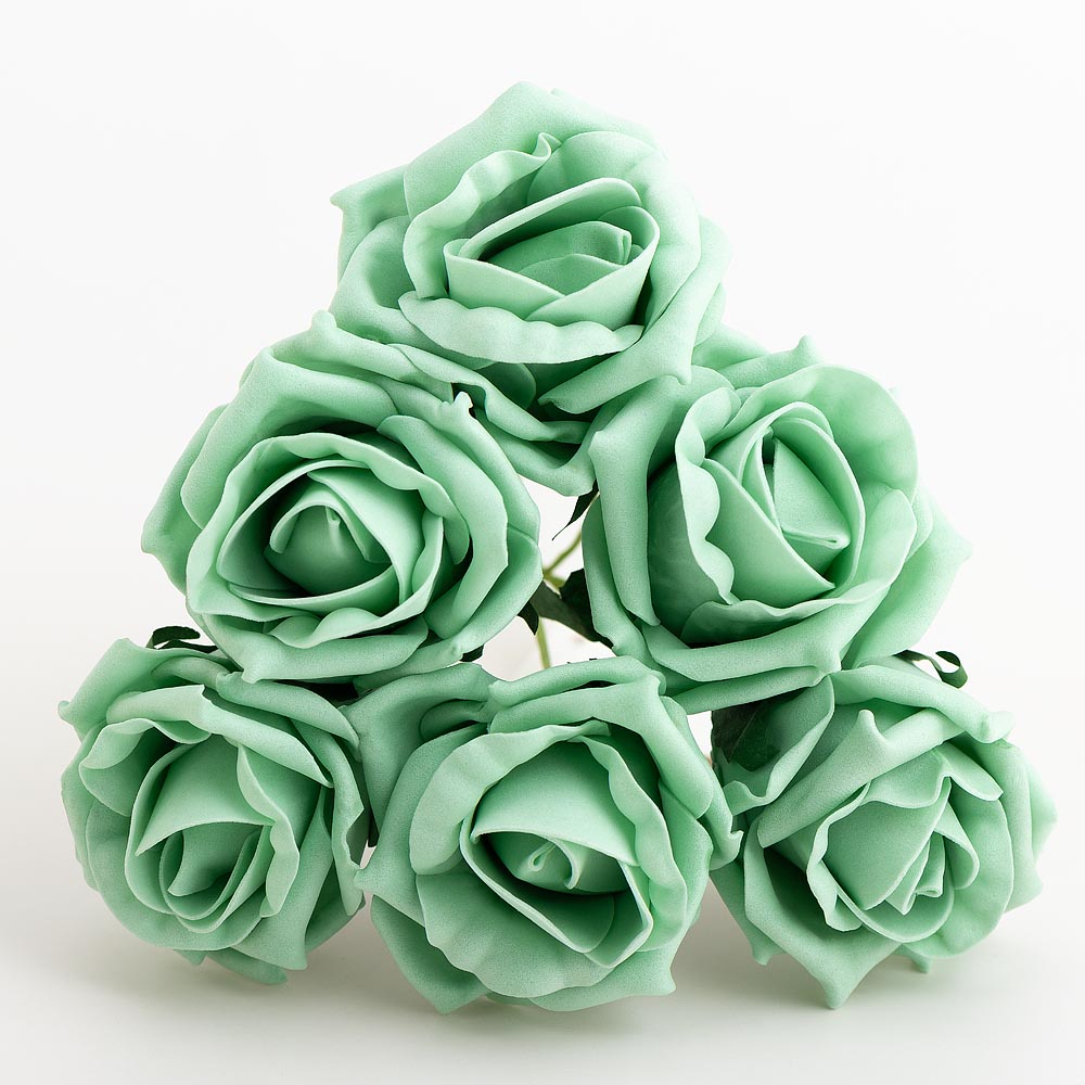 Mint 5cm Foam Roses Bunch of 6