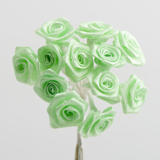 Mint Ribbon Roses Bunch of 12