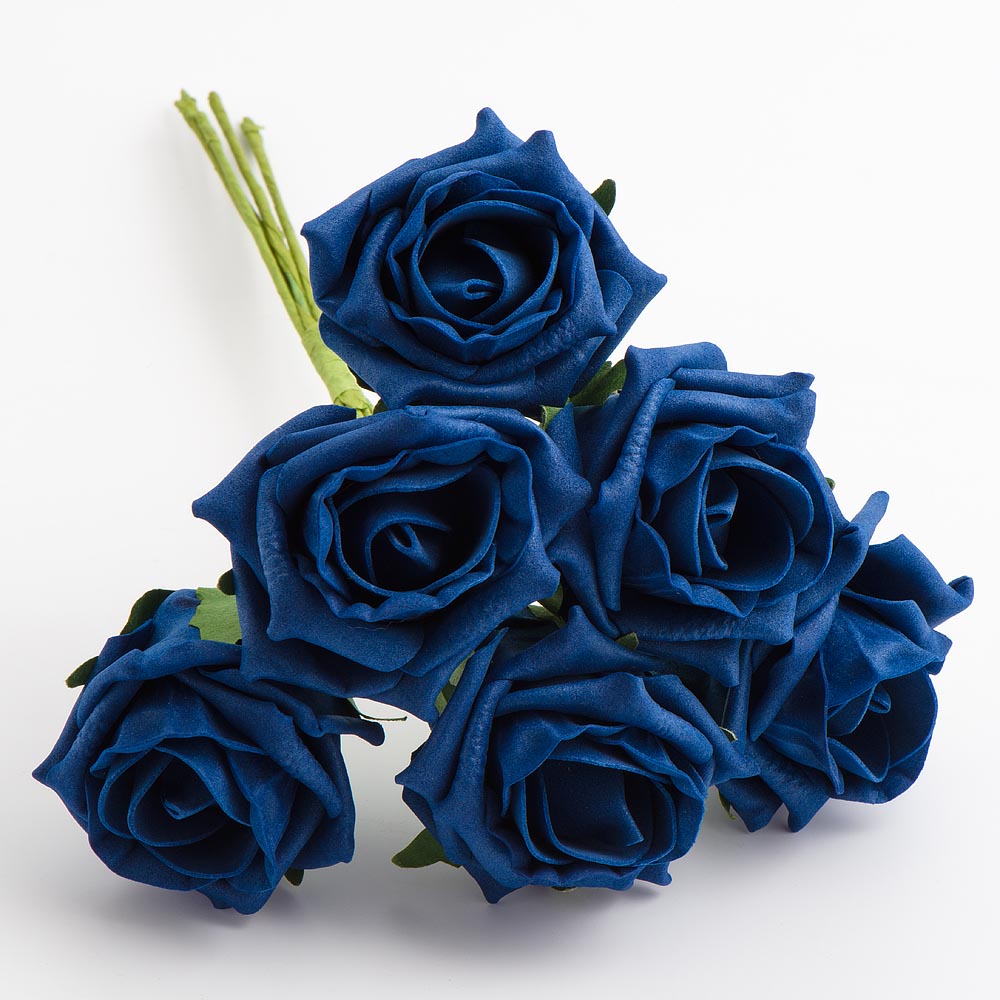 Navy 5cm Foam Roses Bunch of 6