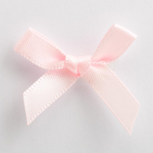 Pale Pink 3cm Pre-Tied Satin Bows