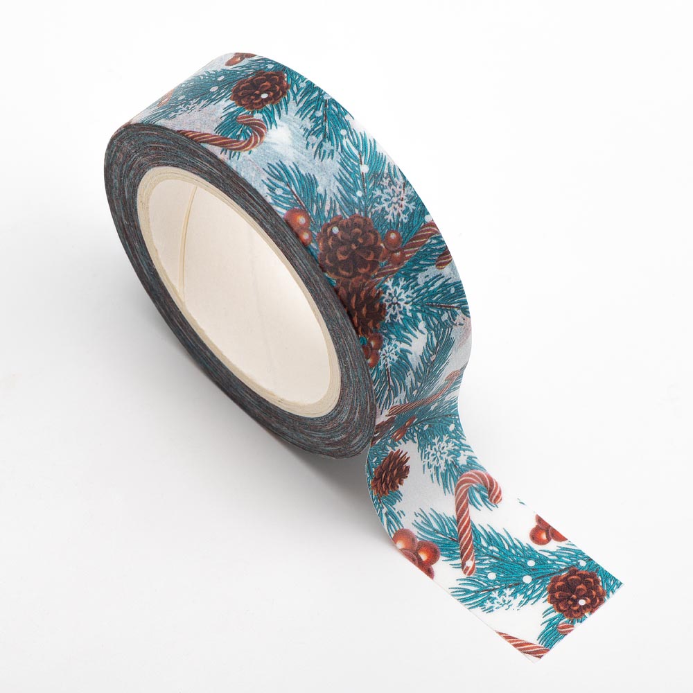 Pine Cones & Berries Adhesive Washi Tape 15mm 10 Metre Reel