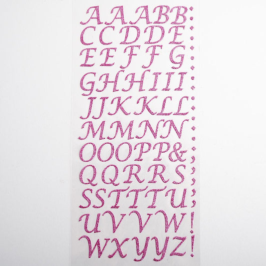 Pink Script Self Adhesive Glitter Letters