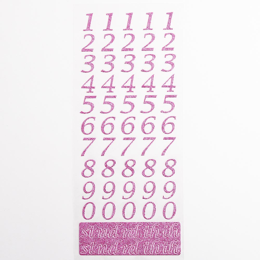 Pink Script Self Adhesive Glitter Numbers - Perfect Tables