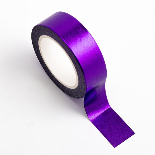 Purple Foil Adhesive Washi Tape 15mm 10 Metre Reel