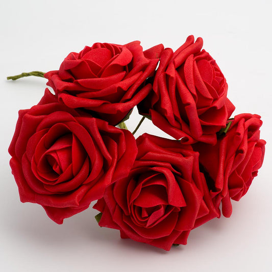Red 10cm Foam Roses Bunch of 5