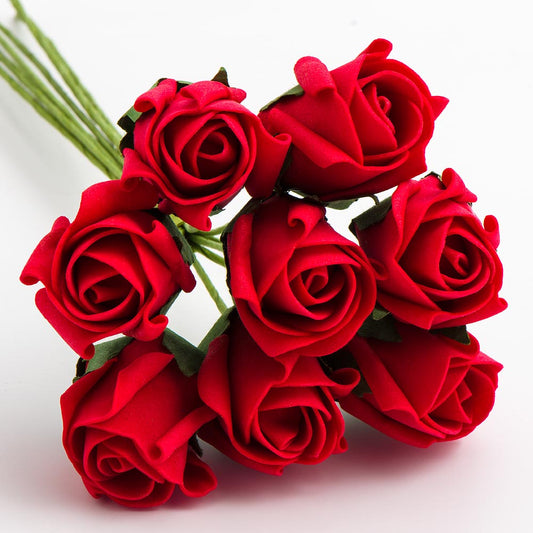 Red 3cm Foam Roses Bunch of 8