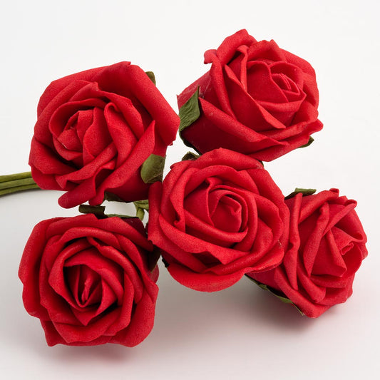 Red 5cm Foam Roses Bunch of 6