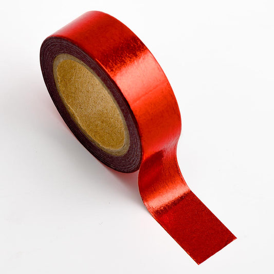 Red Foil Adhesive Washi Tape 15mm 10 Metre Reel