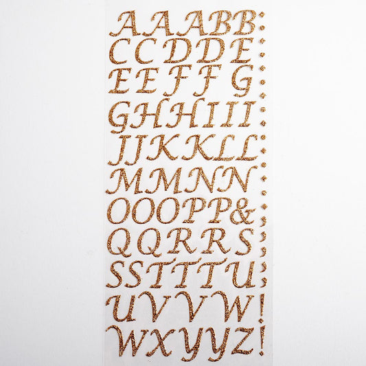 Rose Gold Script Self Adhesive Glitter Letters