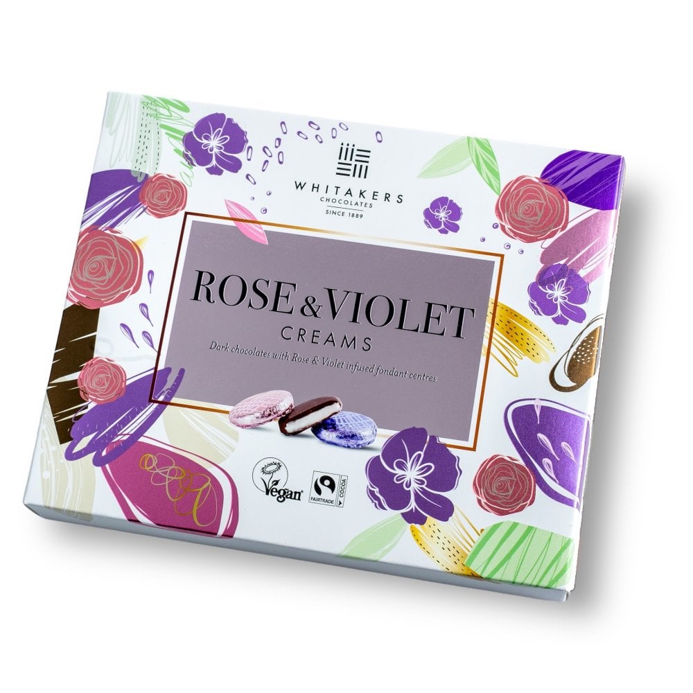 Whitakers Rose & Violet Mix Fondant Creams Gift Box Dark Chocolate