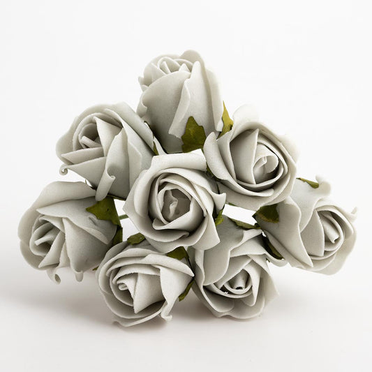Silver 3cm Foam Roses Bunch of 8