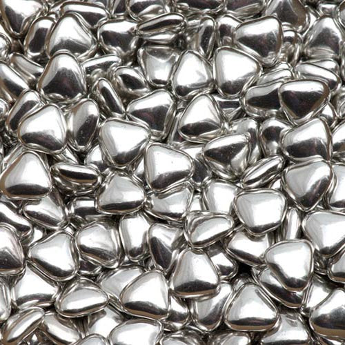 Silver Mini Heart Chocolate Dragees