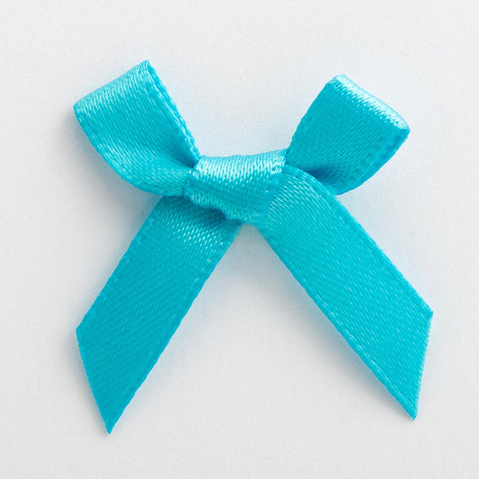Turquoise 3cm Pre-Tied Satin Bows