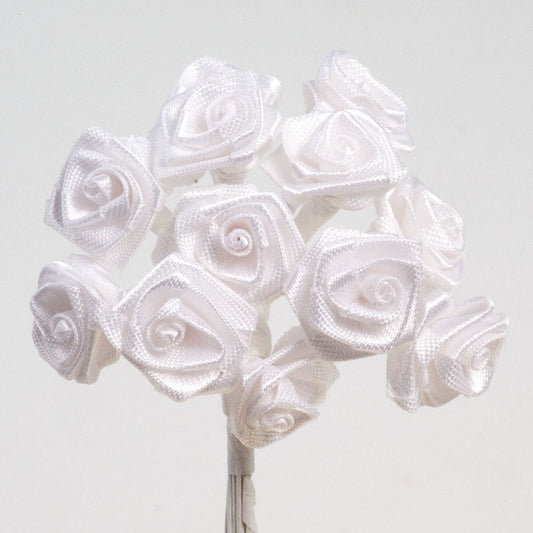 White Ribbon Roses Bunch of 12